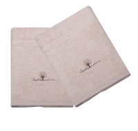 Lot de 2 Serviettes Eponge 50x90 cm Beige